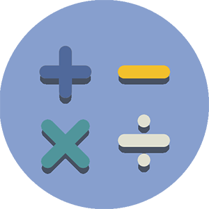 add, subtract, divide and multiply icons in a circle