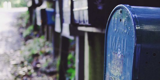 line of metal mailboxes