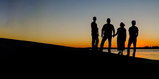 silhouette of family with young adult children