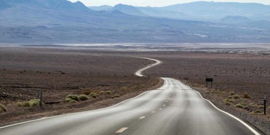 winding highway through Nevada